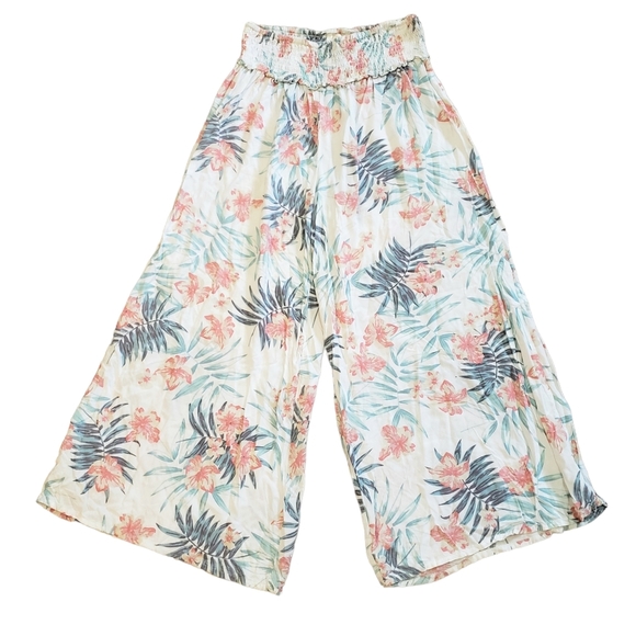 Goa by Japna Pants - Goa Japna Viscose Wide Leg Beach Pant Womens M Floral Tropical Smocked Waist